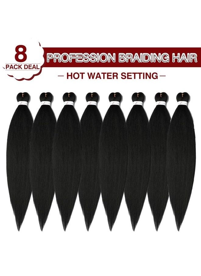 ShowCoco Pre Stretched Braiding Hair Natural Black - 20''8 Packs Braid Crochet Hair Hot Water Setting Professional Soft Yaki Texture (20inch,#1B)  - Image 3