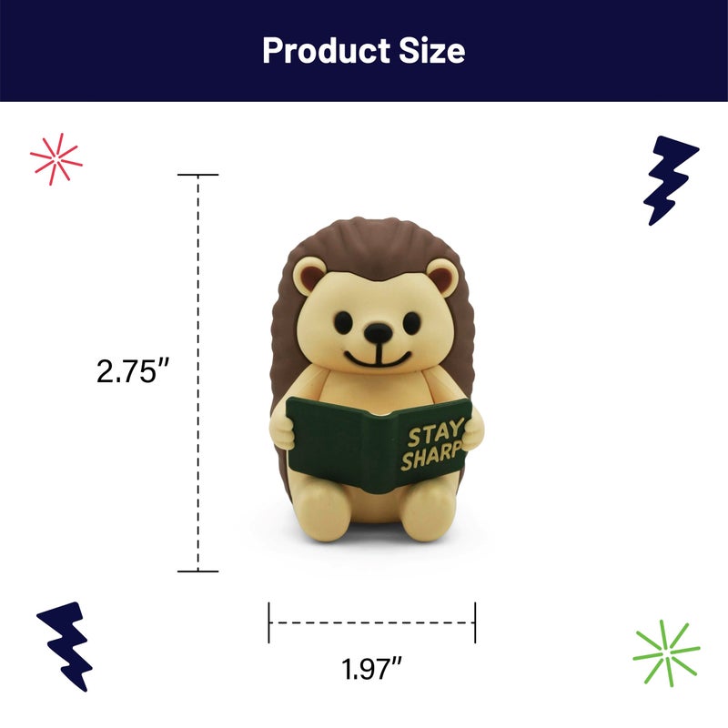 GOOFBALLS Little Readers â€“ Cute Figurines for Bookshelves, Desks, Terrariums & Home Decor â€“ Book-Loving Animal Statues - Hedgehog - Image 3
