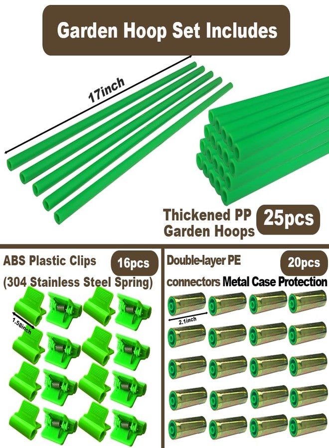 PirateAnt Greenhouse Hoops Set for DIY Grow Tunnel，Metal Connectors Thickened High Tenacity PP Garden Hoops for Row Cover，Dark Green Garden Hoops for Raised beds，DIY Plant Support Garden Stakes, 25pcs - Image 2