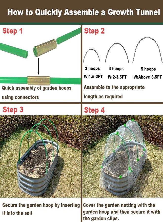 PirateAnt Greenhouse Hoops Set for DIY Grow Tunnel，Metal Connectors Thickened High Tenacity PP Garden Hoops for Row Cover，Dark Green Garden Hoops for Raised beds，DIY Plant Support Garden Stakes, 25pcs - Image 4