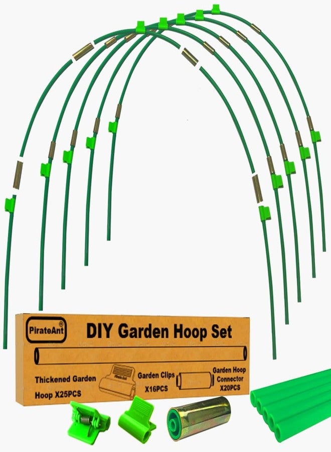 PirateAnt Greenhouse Hoops Set for DIY Grow Tunnel，Metal Connectors Thickened High Tenacity PP Garden Hoops for Row Cover，Dark Green Garden Hoops for Raised beds，DIY Plant Support Garden Stakes, 25pcs - Image 1