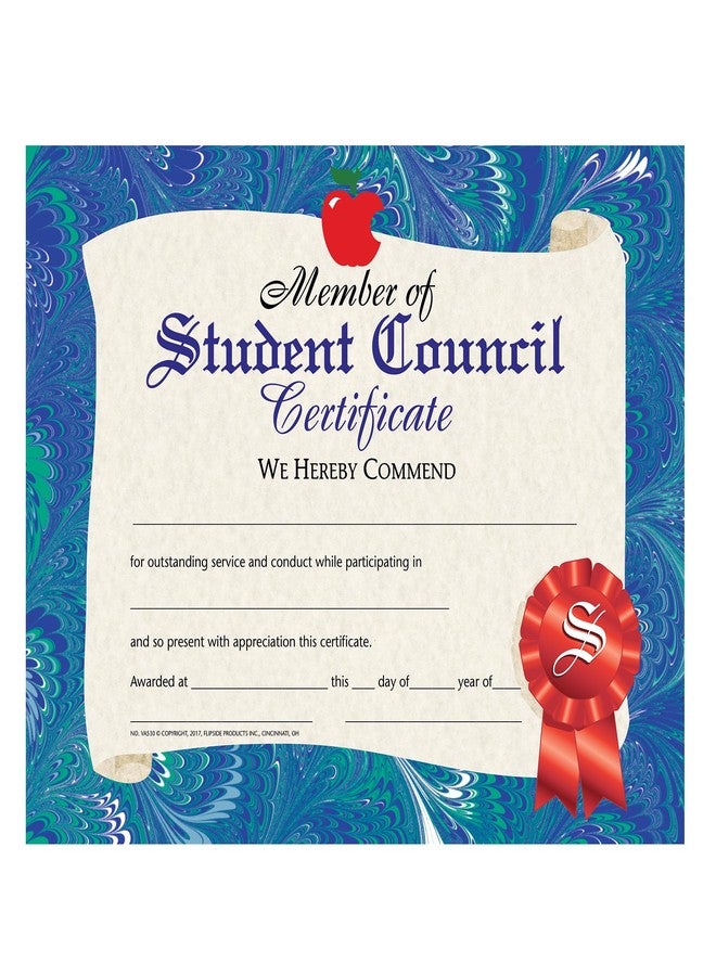 Hayes Member of Student Council Certificates, Authentic Certificates for Recognizing Student Leadership, Customizable Award for Students, Full-Color Glossy Design, 8.5" x 11" - 30 Pack