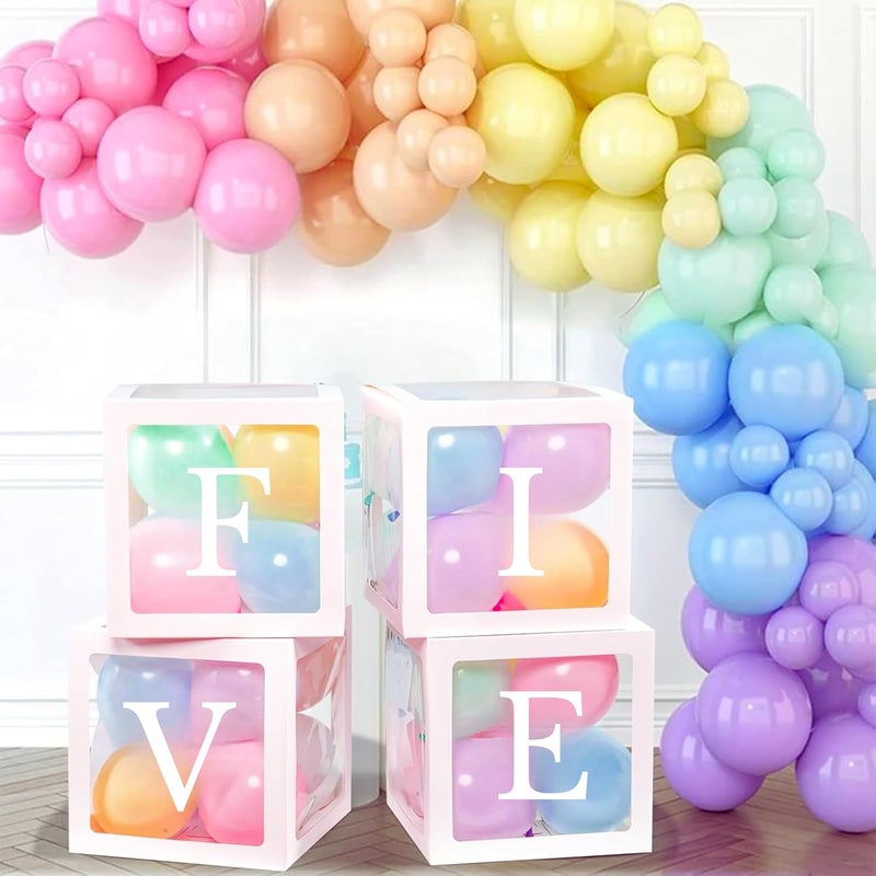 FIVE Balloon Box Set Stylish Lettered Decor for Fifth Birthday fifrth Aniversary Celebration FIVE Birthday Box 33 pcs set Pastel Rainbow