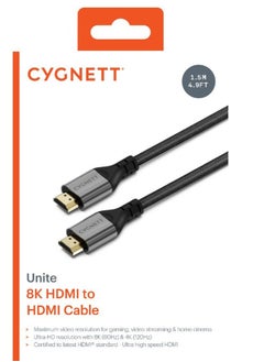 Cygnett Cygnett High Speed Highwire HDMI Cable, 1.5m Length, 24k Gold Plated Ribbon with Ethernet, Transmit High Definition Video and Audio, Gray  - Image 3