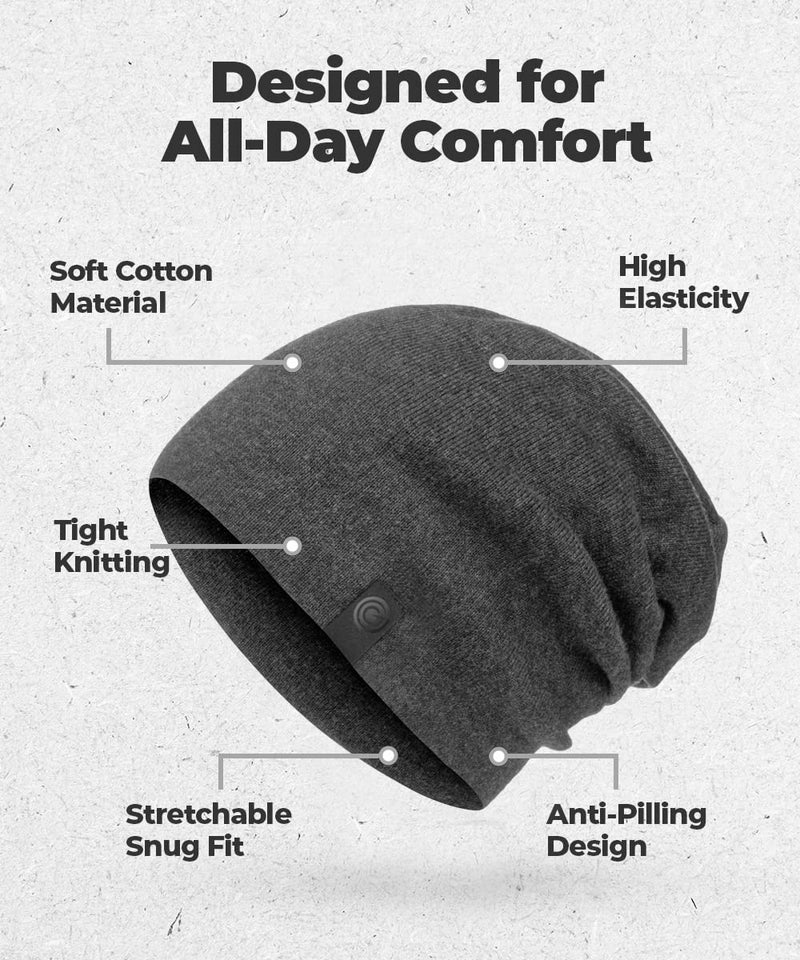 Revony Warm Slouchy Beanie Hat - Deliciously Soft Daily Beanie in Fine Knit Charcoal Grey One Size - Image 4