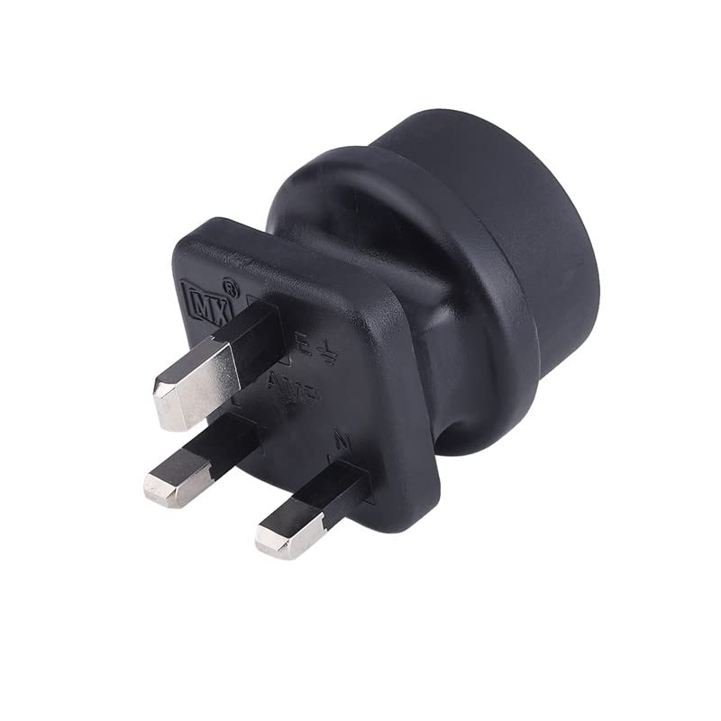 MX European Schuko to UK Plug Adapter 13 Amp Convert European Type EF Input to India Type D Three Prong Output Connection Black Color Pack of 1New - Image 1