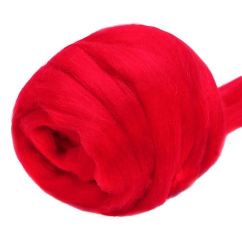 JUPEAN 3.53oz Wool Roving Yarn, Wool Felting Supplies, Pure Wools, Chunky Yarn, Spinning Wool Roving for Needle Felting Wet Felting DIY Hand Spinning (red) - Image 1