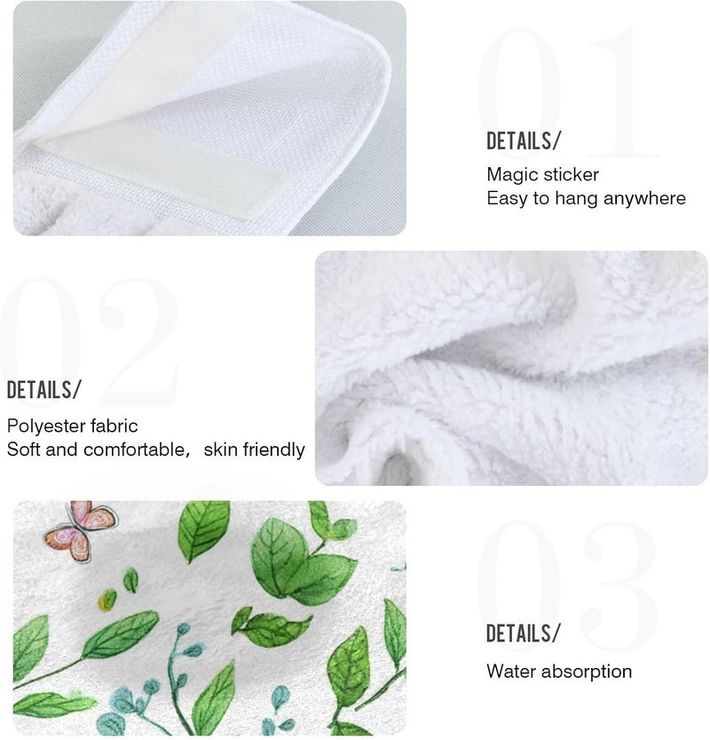 Dussdil Spring Leaves Butterflies Hanging Kitchen Towel Green Branches Dish Cloth Tie Towels Set of 2 Hand Towel Tea Bar Dry Towel Absorbent Fast Drying for Bathroom Laundry Room Decor - Image 4