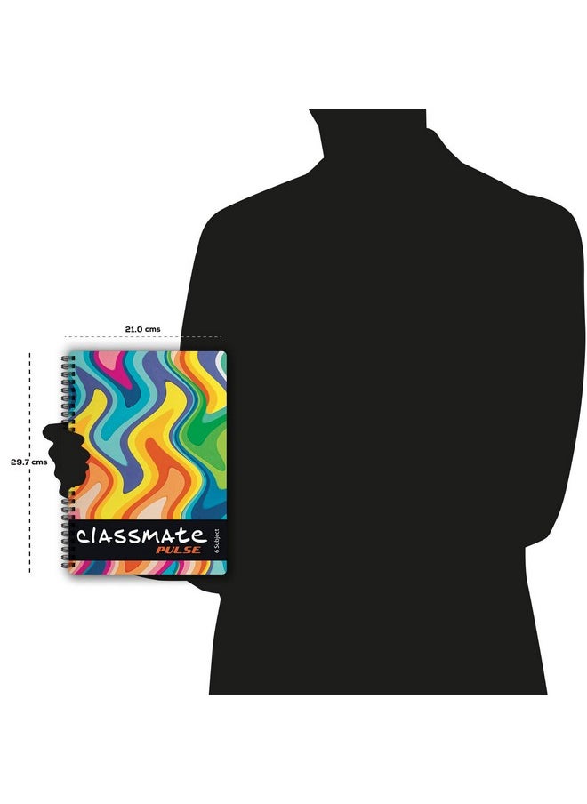 Pulse Pulse Classmate Soft Cover 6 Subject Spiral Binding Notebook, Unruled, 300 Pages (2105014)  - Image 5