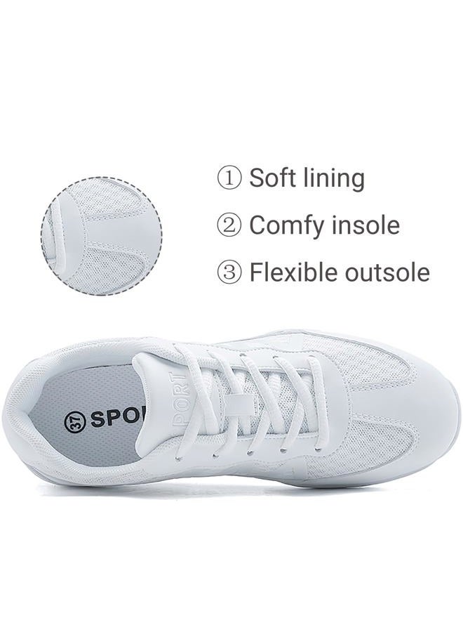 BAXINIER Girls Cheerleading Shoes Women White Cheer Shoes Youth Cheer Competition Sneakers Athletic Training Dance Tennis Shoes - White 11 Little Kid - Image 5