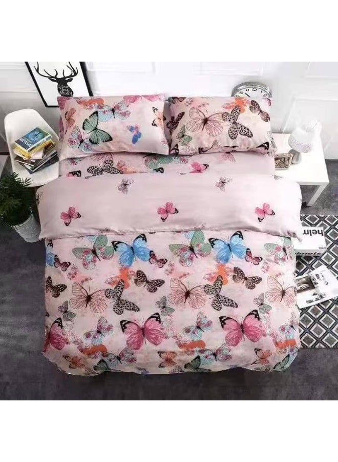 طقم مفروشات فاخر بحجم كينج مكون من 6 قطع - تصميم بسيط، غطاء لحاف 220×240 سم مع شرشف مطاطي و4 أغطية وسائد