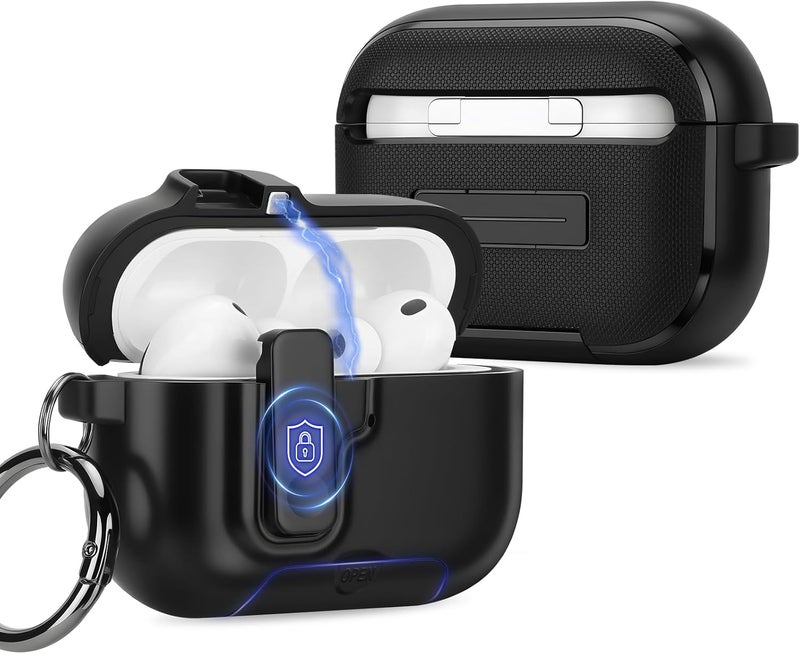 Anlinser Compatible with AirPods Pro 3 Case with Phone Stand, Precise Fit Design for Apple AirPods Pro 3rd Cover (Black) - Image 1