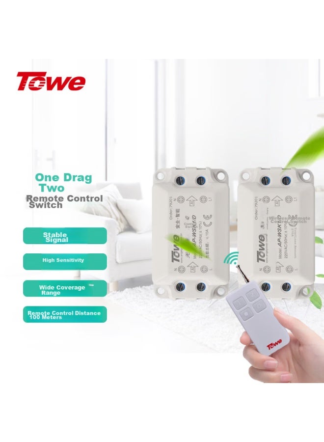 Towe 220v Household Remote Control Switch, One-to Intelligent Wireless Remote Control Switch, Wireless Rocker Control Light Fixture, High Power, Can Penetrate Walls, No Wiring Required - Image 1