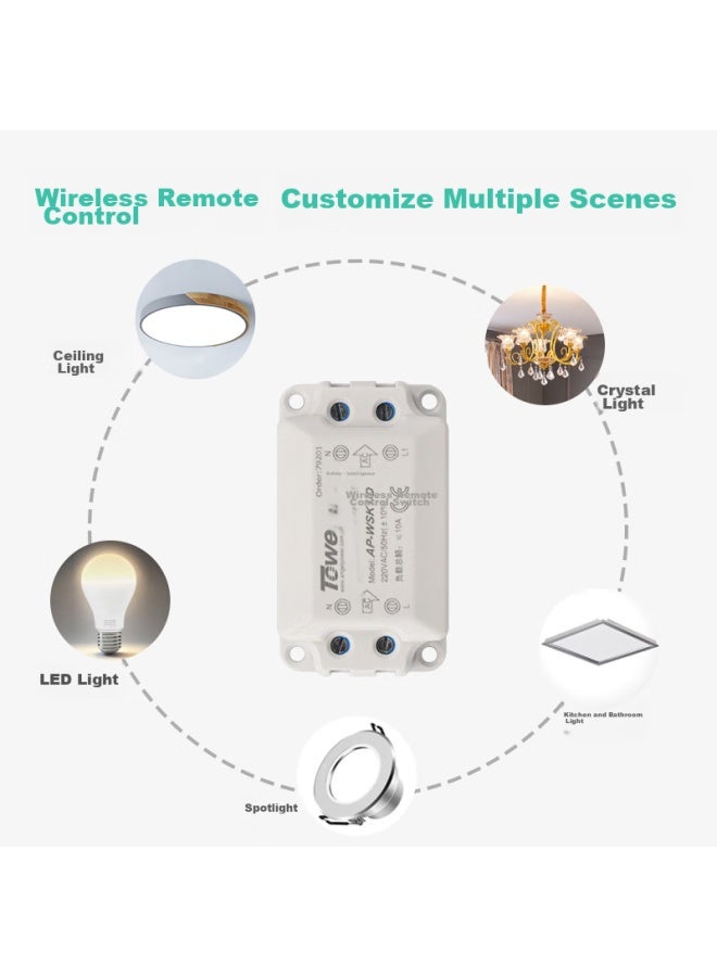 Towe 220v Household Remote Control Switch, One-to Intelligent Wireless Remote Control Switch, Wireless Rocker Control Light Fixture, High Power, Can Penetrate Walls, No Wiring Required - Image 5