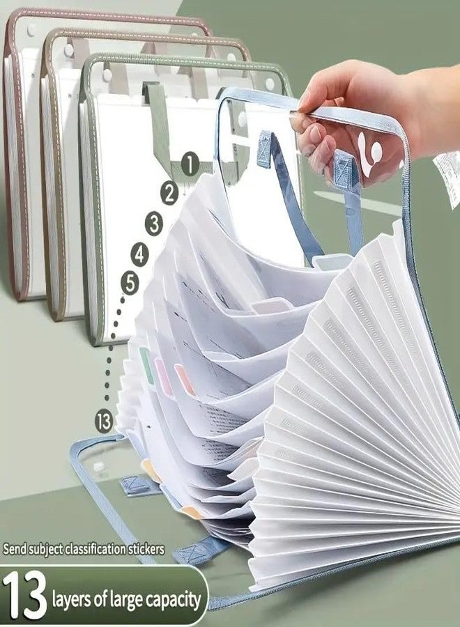 shrevi File Organizer with Handle, Expanding File Folder Document Organizer with 13 Pockets, Document Organizer with Labels, Portable Letter/ A4 Size File Folders, Office Business School Supplies - Image 2
