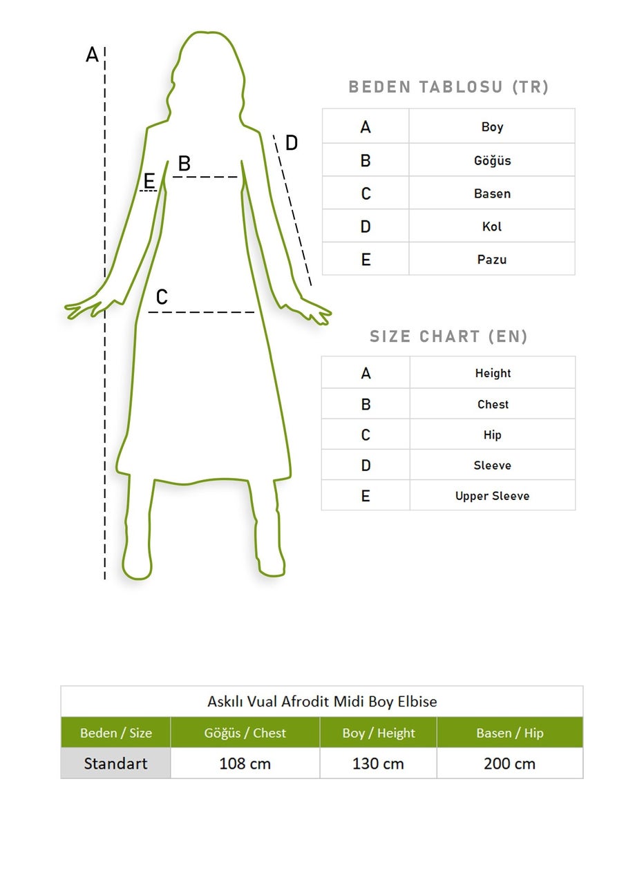 Eliş Şile Bezi - Askılı Vual Afrodit Midi Boy Yazlık Elbise Yesil 6142 - Image 1