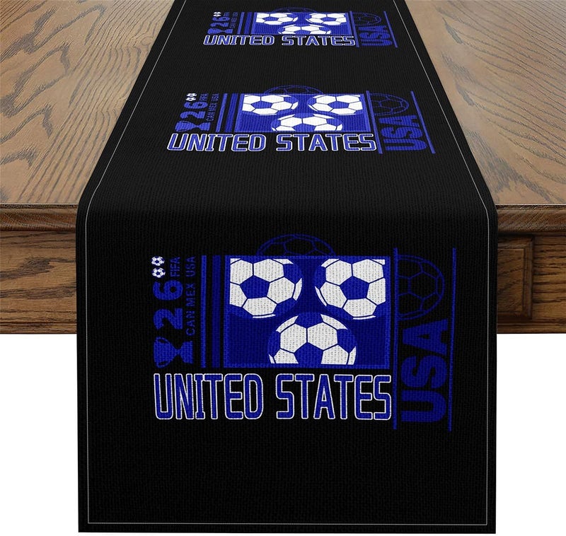 Replaceable parts Feelyou Soccer Table Runner,13 x 91 Inch Football Print Dresser Scarfs Football Fan Dresser Runners Soccer Player Table Decor for Home Party Gift for Kids Boys Girls Light durable upgraded substance - Image 2