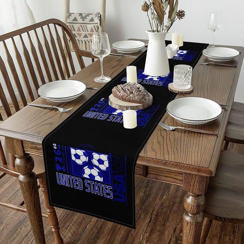 Replaceable parts Feelyou Soccer Table Runner,13 x 91 Inch Football Print Dresser Scarfs Football Fan Dresser Runners Soccer Player Table Decor for Home Party Gift for Kids Boys Girls Light durable upgraded substance - Image 1