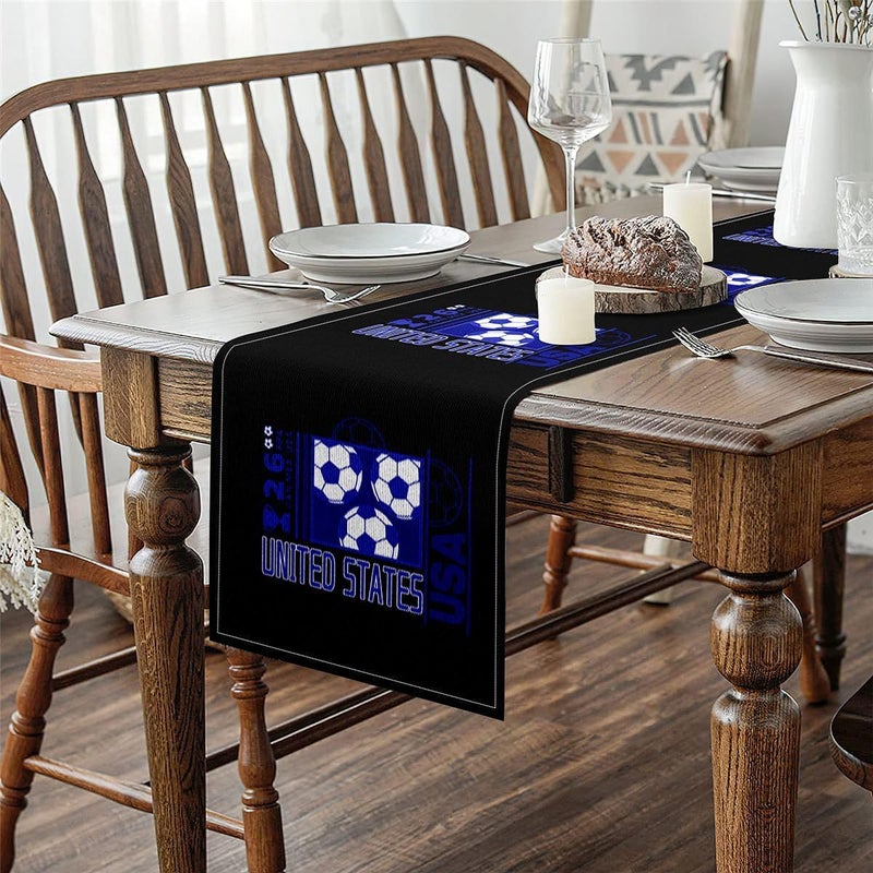 Replaceable parts Feelyou Soccer Table Runner,13 x 91 Inch Football Print Dresser Scarfs Football Fan Dresser Runners Soccer Player Table Decor for Home Party Gift for Kids Boys Girls Light durable upgraded substance - Image 4
