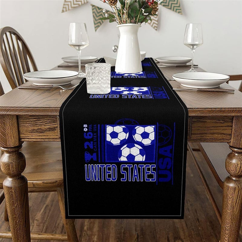 Replaceable parts Feelyou Soccer Table Runner,13 x 91 Inch Football Print Dresser Scarfs Football Fan Dresser Runners Soccer Player Table Decor for Home Party Gift for Kids Boys Girls Light durable upgraded substance - Image 3