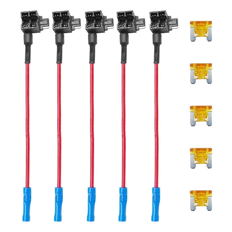 ZIMISI 5PCS 12V Car AddaCircuit Fuse Low Profile Mini Blade Fuse Holder with 5 x 5A Inserts Automotive Fuses TAP Adapter Set for Car Boat Truck Mini - Image 3