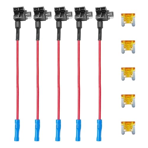 ZIMISI 5PCS 12V Car AddaCircuit Fuse Low Profile Mini Blade Fuse Holder with 5 x 5A Inserts Automotive Fuses TAP Adapter Set for Car Boat Truck Mini - Image 1