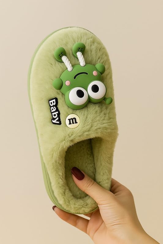 Krystle "Fuzzy Frog Slippers for Adults - Comfortable & Fun Plush Footwear (5UK,Green) - Image 3