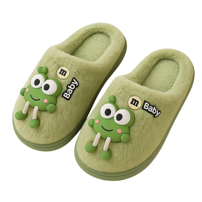 Krystle "Fuzzy Frog Slippers for Adults - Comfortable & Fun Plush Footwear (5UK,Green) - Image 1