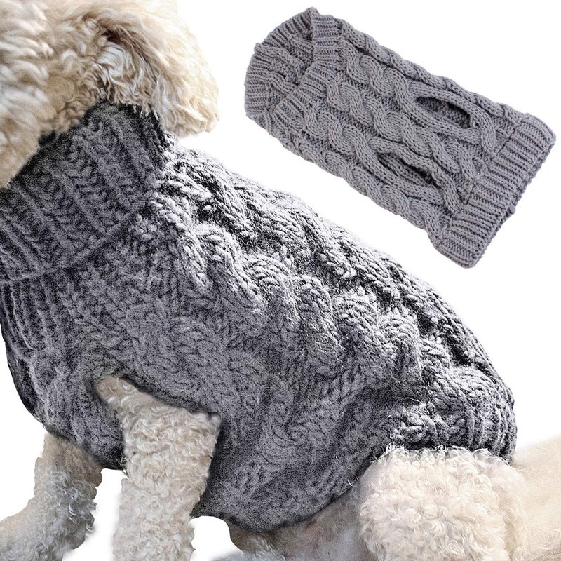 Winmany Pet Dog Turtleneck Knitting Sweater Coat Winter Warmer Thickening Pullover Knitwear Crochet Coat Clothes for Small Medium Dog Cat - Image 2
