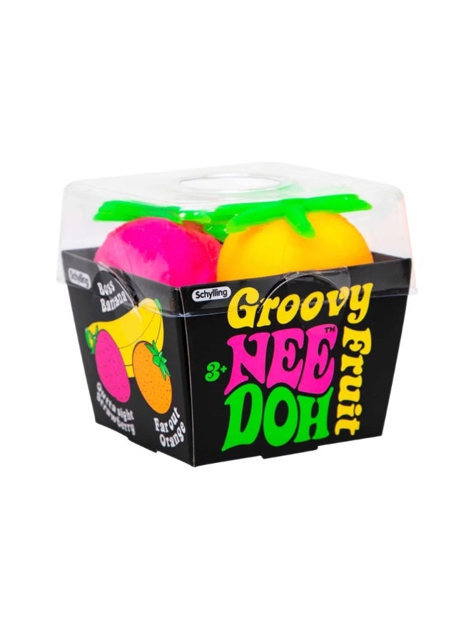 NeeDoh Groovy Fruit Squishy Stress Balls - 3 Pack Fruit-Shaped Fidget Sensory Toys for Stress Relief - Image 1