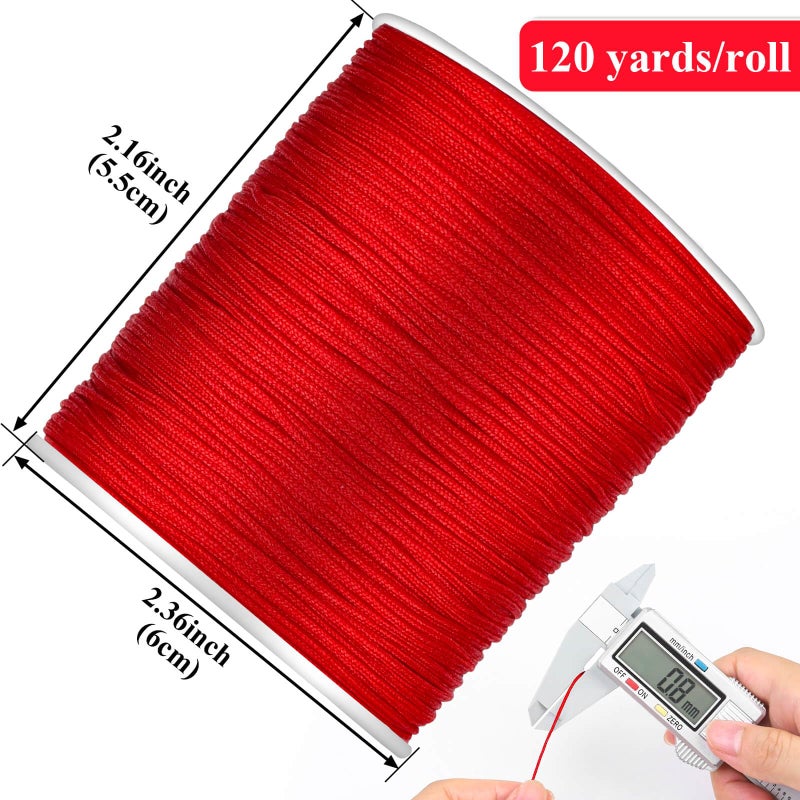 Anezus Red Nylon String for Bracelets, 0.8mm Nylon Thread Chinese Knotting Cord Wind Chime Outdoor Twine String for Beading, Necklaces, DIY Craft, Jewelry Making - Image 5