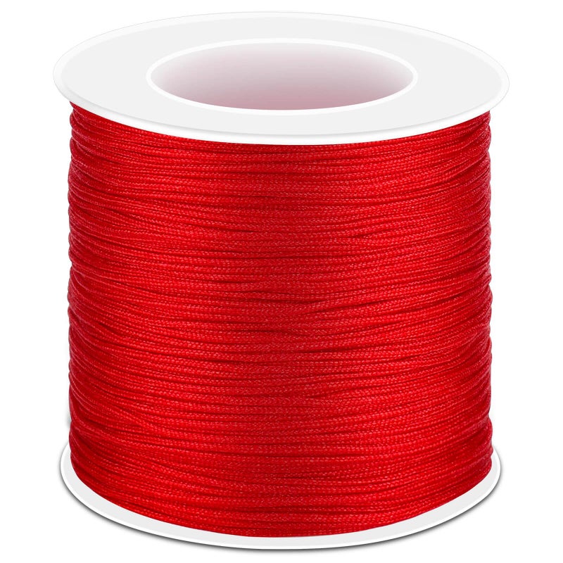 Anezus Red Nylon String for Bracelets, 0.8mm Nylon Thread Chinese Knotting Cord Wind Chime Outdoor Twine String for Beading, Necklaces, DIY Craft, Jewelry Making - Image 1