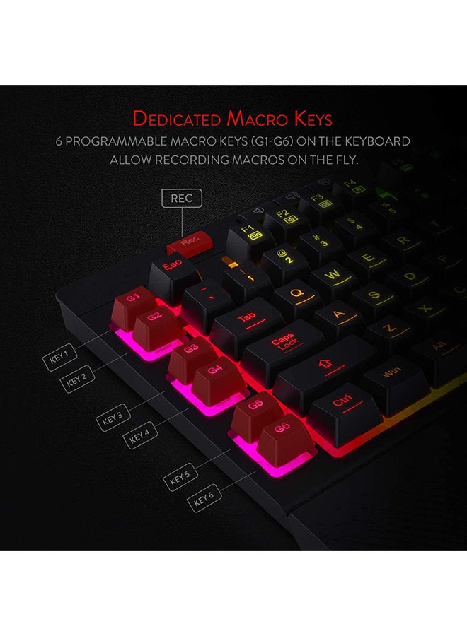 REDRAGON Reddragon K512 Shiva Dedicated Media Control Detachable Wrist Rest RGB Quiet Mechanical Feeling Gaming Keyboard with Multimedia Keys - Image 2