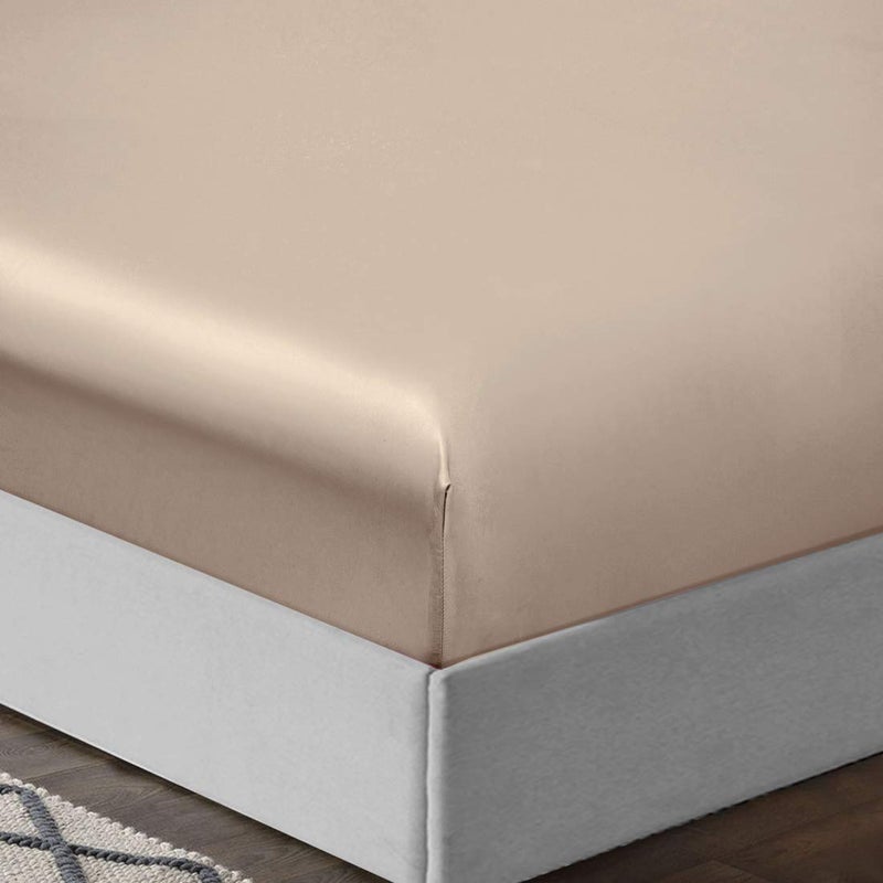 TREELY 6 Piece Satin Sheets Queen Size Silky Smooth Taupe Satin Sheet Set with Deep Pocket, Satin Fitted Sheet, Flat Sheet, 4 Satin Pillowcase - Image 4