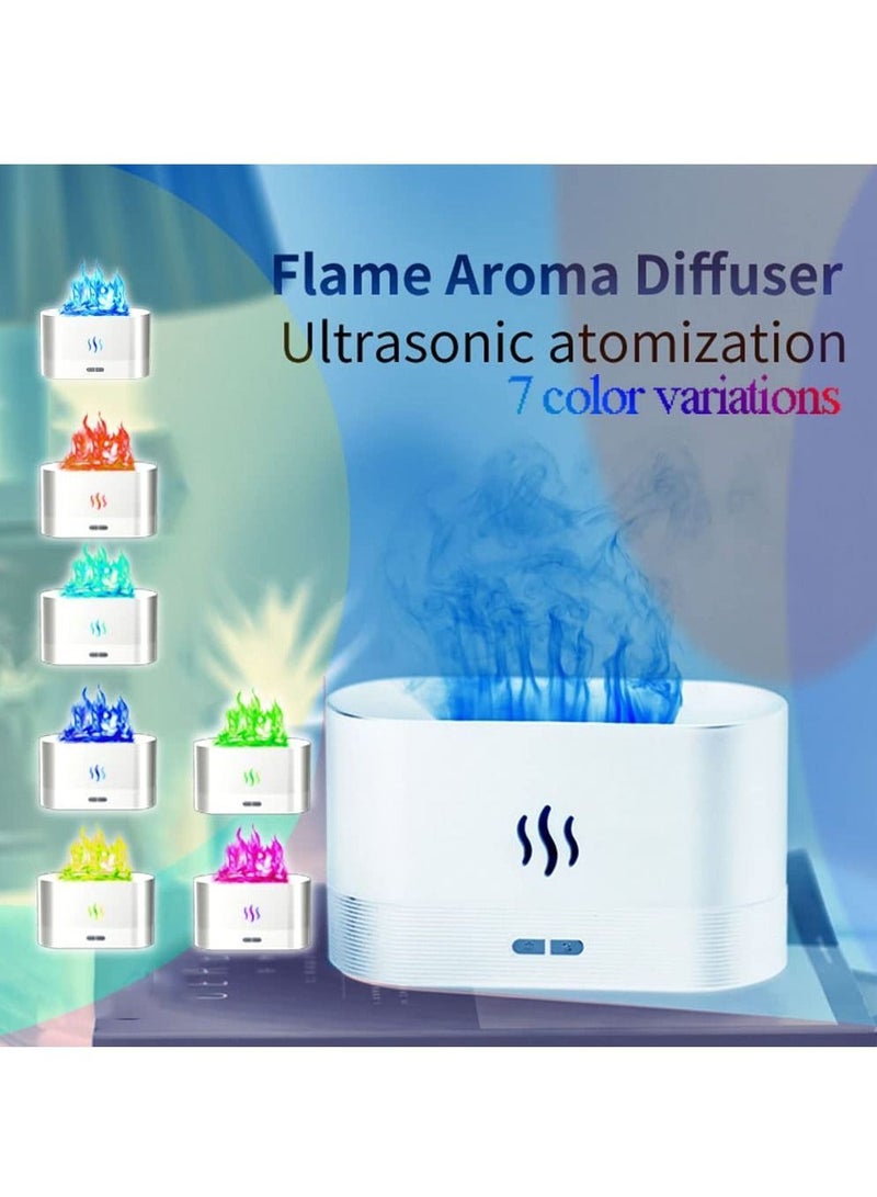 Y&D 7-Color Flame Fireplace Air Aroma Essential Oil Diffuser,USB Personal Desktop Noiseless Cool Mist Humidifier with Auto-Off Protection for Home,Office, Gift (WHITE) - Image 2