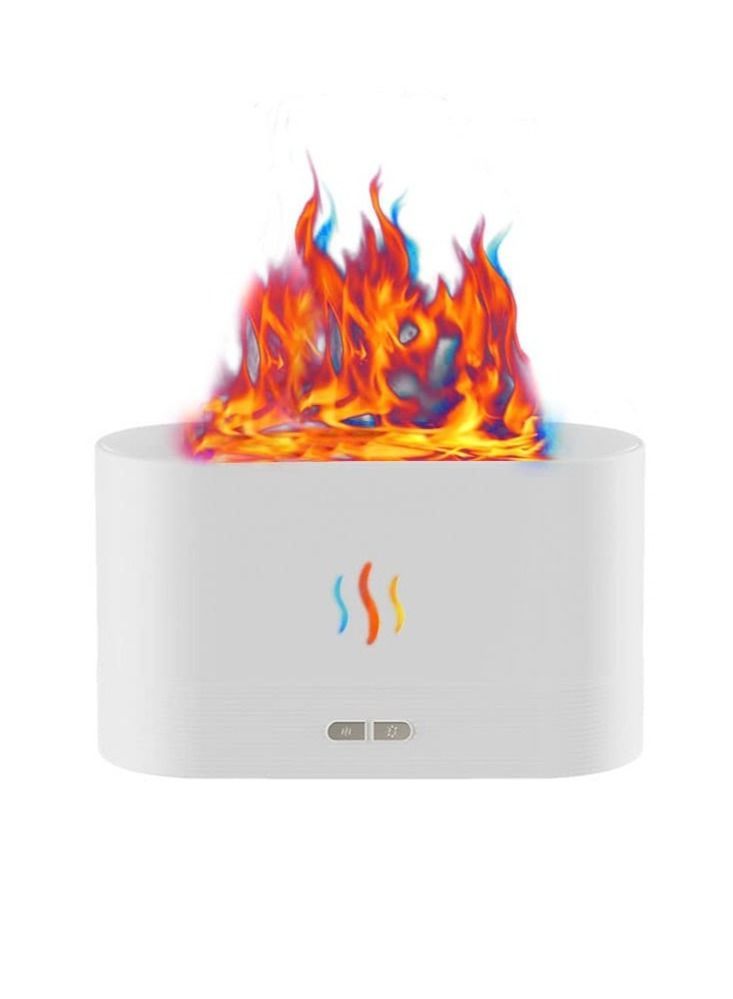 Y&D 7-Color Flame Fireplace Air Aroma Essential Oil Diffuser,USB Personal Desktop Noiseless Cool Mist Humidifier with Auto-Off Protection for Home,Office, Gift (WHITE) - Image 1