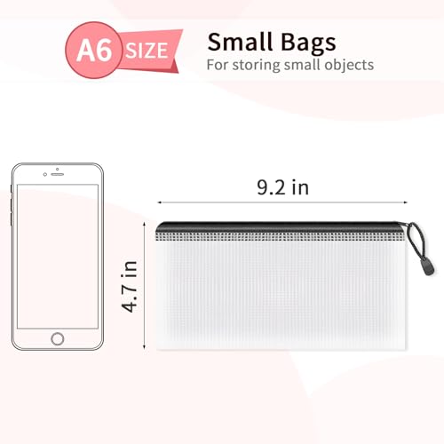 Umriox Zipper Pencil Pouches, 9.2 x 4.7 in (Black, 12 Pack), Pencil Pouches Bulk, Clear Pencil Pouch for Office Supplies Cosmetics Travel Accessories - Image 2