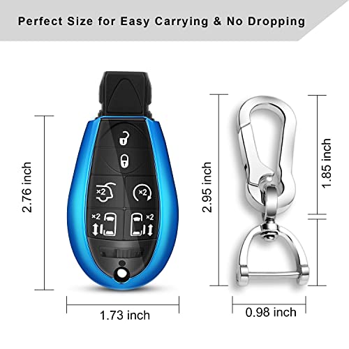 QBUC for Dodge Key Fob Cover with Keychain TPU Key Case Compatible with 2008-2018 Dodge Ram Jeep Chrysler Model Accessories (Blue) - Image 5