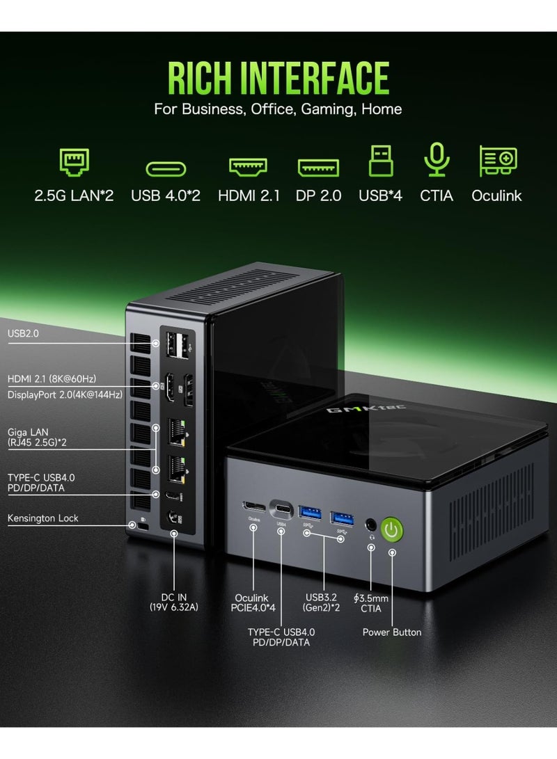 GMKtec Ultracompact Mini PC Desktop with AMD Ryzen 7 PRO 6850H Processor 32GB DDR5 RAM 1TB SSD Dual 2.5G LAN Wi-Fi 6 USB 3.2 USB-C 4.0 Bluetooth 5.2 DisplayPort HDMI Dual Fan – NucBox M7 High-Performance Mini Computer M7 32GB+1TB - Image 5