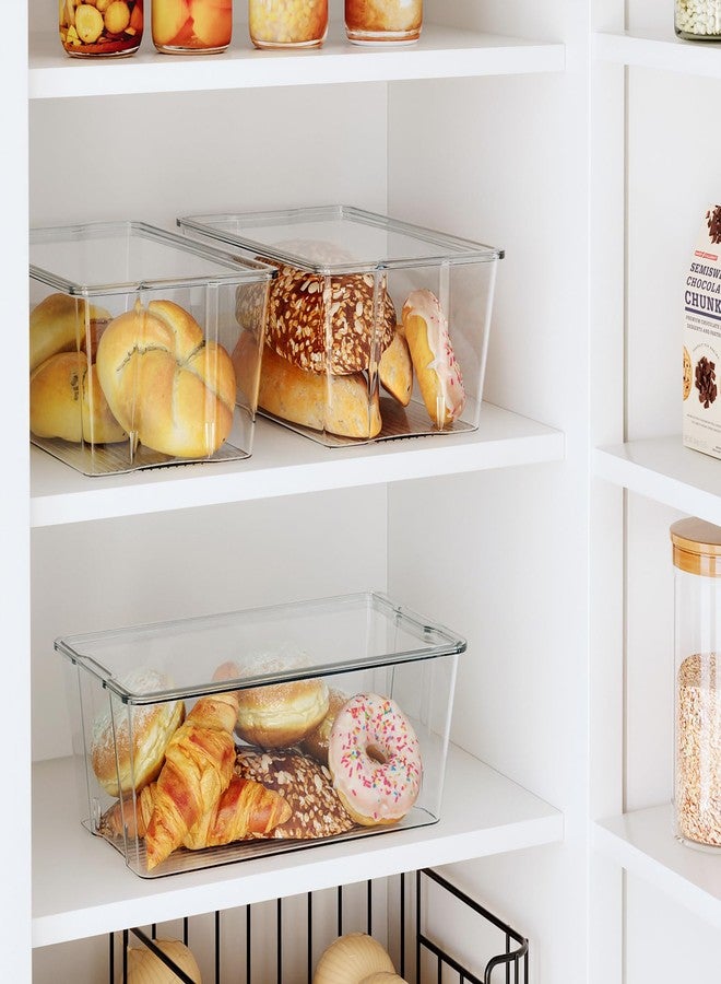 Hudgan 4-Pack Bread Boxes, Clear Bread Box for Kitchen Counter, BPA Free Bread Storage Container with Lid for Homemade Bread, Toast, Bagel, Donut and Cookies - Image 4