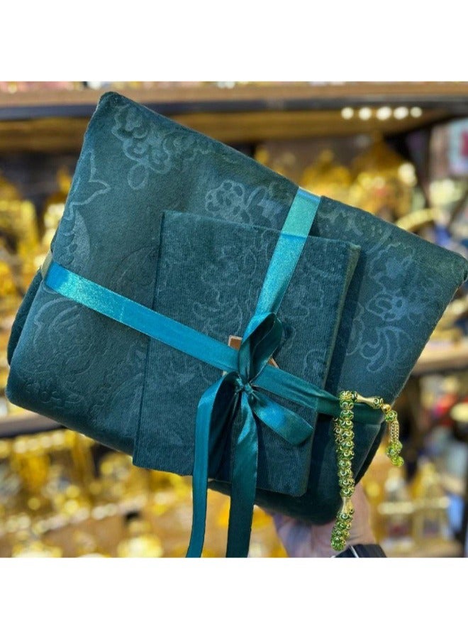 Celebrate the spirit of Ramadan with a beautifully curated Ramadan Gift Set featuring prayer beads (sibha), a soft prayer mat (musalla), and a Quran. Thoughtfully designed to inspire devotion and spirituality, this set makes a perfect gift for loved ones during the holy month. - Image 2