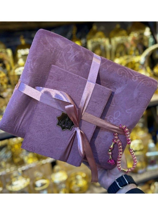 Celebrate the spirit of Ramadan with a beautifully curated Ramadan Gift Set featuring prayer beads (sibha), a soft prayer mat (musalla), and a Quran. Thoughtfully designed to inspire devotion and spirituality, this set makes a perfect gift for loved ones during the holy month. - Image 3