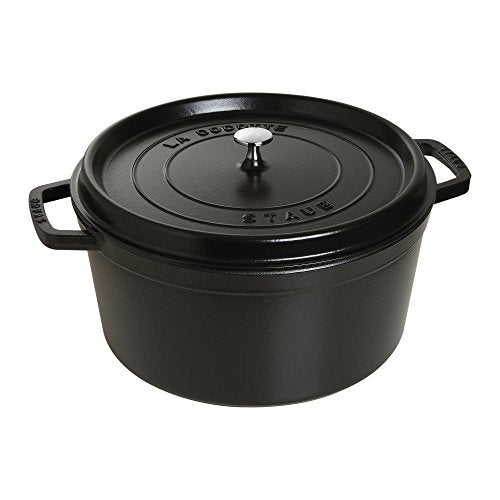 STAUB Cast Iron Round Cocotte, Dutch Oven, 13.25-quart, serves 12+, Made in France, Matte Black - Image 1