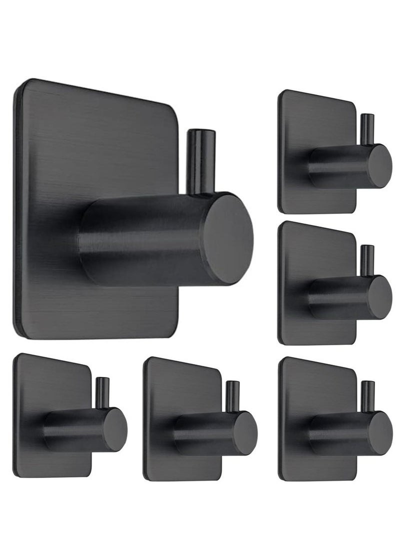 4 Pcs Adhesive Hooks, Black Self Adhesive Towel Hooks Waterproof Shower Wall Stick on Hooks Heavy Duty Stainless Steel Bathroom Kitchen Sticky Hooks for Towel Robe Loofah Key Coat Bag  - Image 5