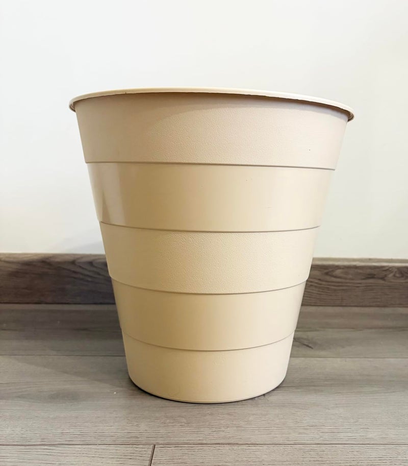 High End Durable Trash Basket, Multi Colours, Plastic 25 Liters Trash Bin With Rotating Lids & Without Ideal Garbage Bin For Reception, Bathroom, Kitchen & Office (Without Lid - Beige) - Image 2