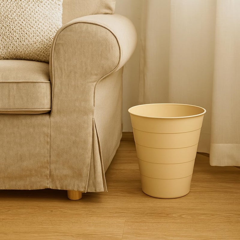 High End Durable Trash Basket, Multi Colours, Plastic 25 Liters Trash Bin With Rotating Lids & Without Ideal Garbage Bin For Reception, Bathroom, Kitchen & Office (Without Lid - Beige) - Image 1