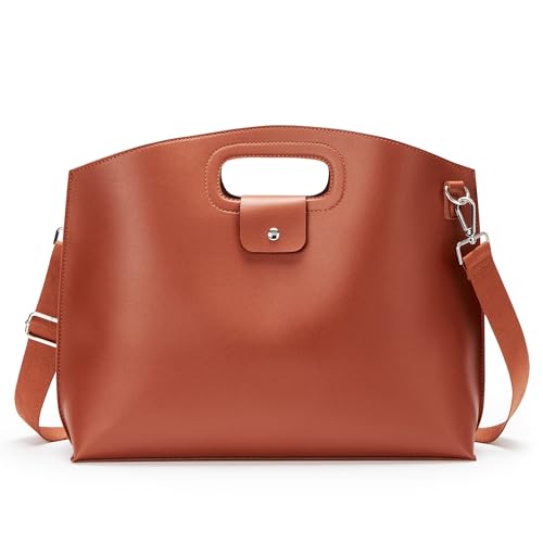 KALIDI Messenger Bag 16 Inch Slim Laptop Vegan Leather Briefcase Crossbody Tote for 15.6" Notebook Computer Work Office Satchel Bag, Brown - Image 1