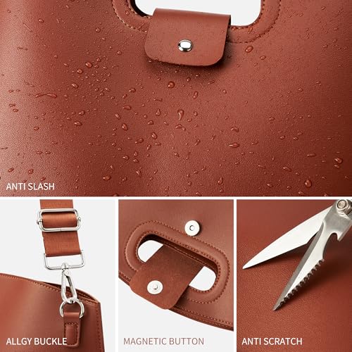 KALIDI Messenger Bag 16 Inch Slim Laptop Vegan Leather Briefcase Crossbody Tote for 15.6" Notebook Computer Work Office Satchel Bag, Brown - Image 5