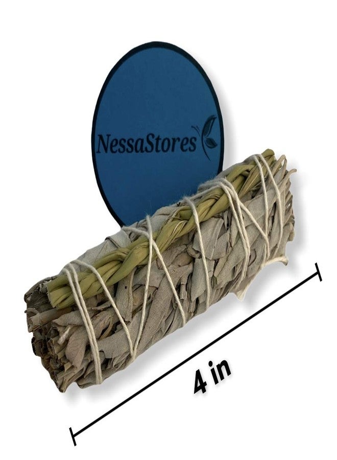 NessaStores 1 pc White Sage & Sweetgrass Smudge Stick, 4-Inch Long Burn Time, Hand Tied, All Natural, Ethically Sourced for Home Cleansing, Attracting Positivity, & Promoting Happiness JC-185 - Image 2