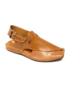 Signature Leather Peshawari sandals Khaki Zardari sole